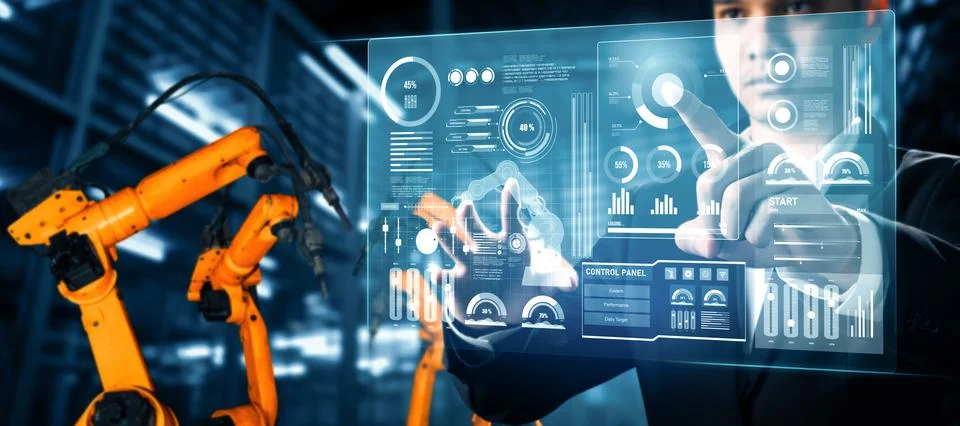 MLP Advanced robot arm system for digital industry and factory robotic Stock Photos