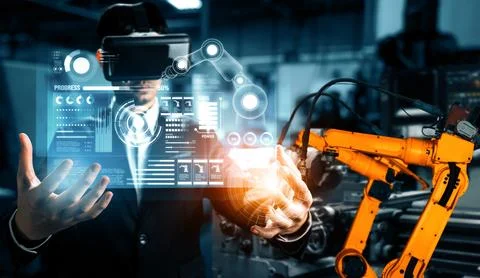 MLP Advanced robot arm system for digital industry and factory robotic Foto stock