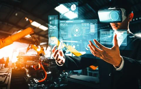 MLP Advanced robot arm system for digital industry and factory robotic Stock Photos