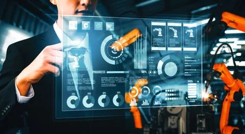 MLP Advanced robot arm system for digital industry and factory robotic Foto stock