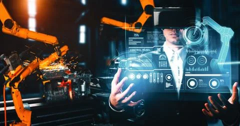 MLP Advanced robot arm system for digital industry and factory robotic Stock Photos