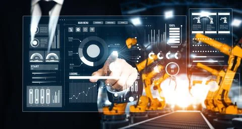 MLP Advanced robot arm system for digital industry and factory robotic Stock Photos