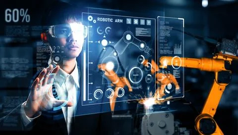 MLP Advanced robot arm system for digital industry and factory robotic Stock Photos