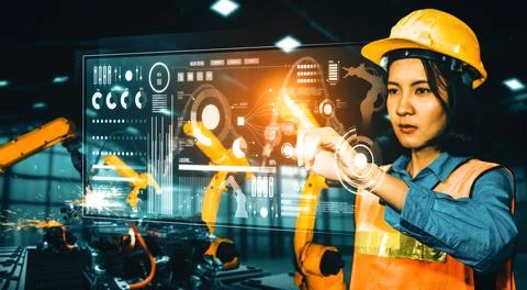 MLP Advanced robot arm system for digital industry and factory robotic Stock Photos