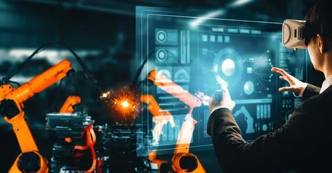 MLP Advanced robot arm system for digital industry and factory robotic Stock Photos