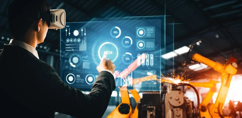 MLP Advanced robot arm system for digital industry and factory robotic Stock Photos