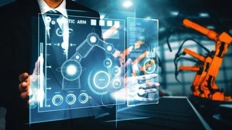 MLP Advanced robot arm system for digital industry and factory robotic Stock Photos