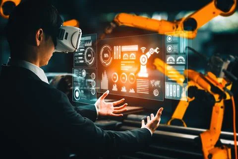 MLP Advanced robot arm system for digital industry and factory robotic Stock Photos