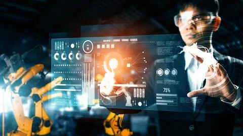 MLP Advanced robot arm system for digital industry and factory robotic Stock Photos