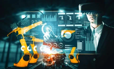 MLP Advanced robot arm system for digital industry and factory robotic Stock Photos