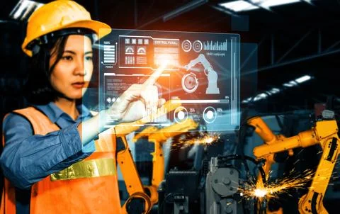 MLP Advanced robot arm system for digital industry and factory robotic Foto stock