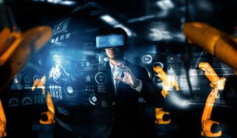 MLP Advanced robot arm system for digital industry and factory robotic Foto stock