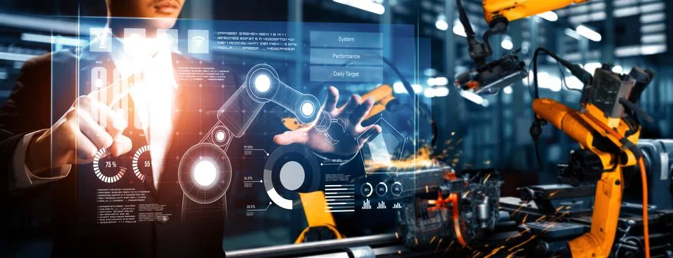 MLP Advanced robot arm system for digital industry and factory robotic Foto stock