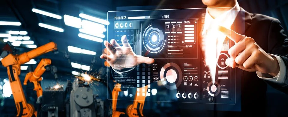 MLP Advanced robot arm system for digital industry and factory robotic Stock Photos