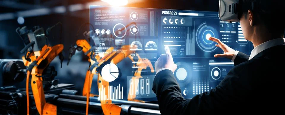 MLP Advanced robot arm system for digital industry and factory robotic Stock Photos
