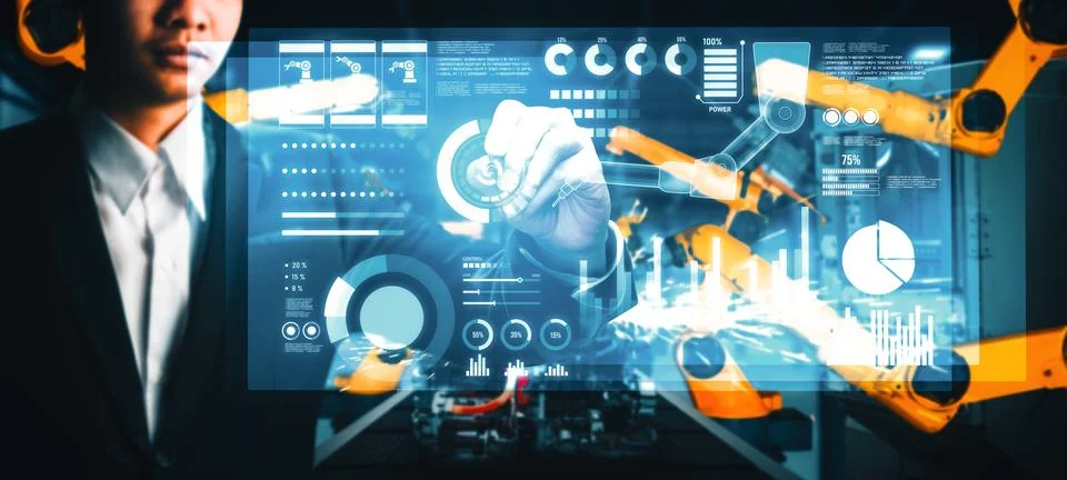 MLP Advanced robot arm system for digital industry and factory robotic Stock Photos