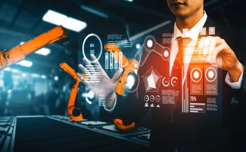 MLP Advanced robot arm system for digital industry and factory robotic Stock Photos