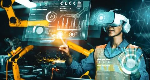 MLP Advanced robot arm system for digital industry and factory robotic Foto stock