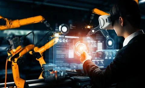 MLP Advanced robot arm system for digital industry and factory robotic Stock Photos