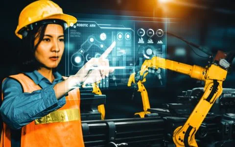MLP Advanced robot arm system for digital industry and factory robotic Foto stock