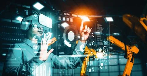 MLP Advanced robot arm system for digital industry and factory robotic Stock Photos