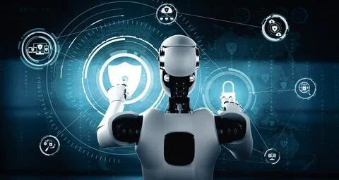 MLP AI robot using cyber security to protect information privacy 스톡 일러스트