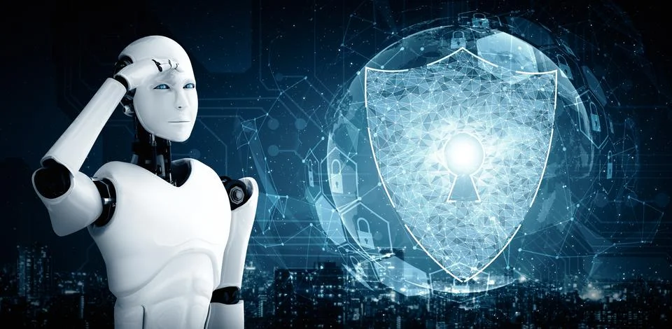 MLP AI robot using cyber security to protect information privacy 스톡 일러스트