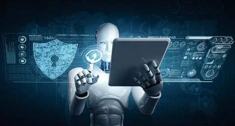 MLP AI robot using cyber security to protect information privacy 스톡 일러스트