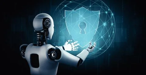 MLP AI robot using cyber security to protect information privacy 스톡 일러스트