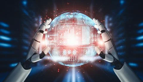 MLP Future artificial intelligence and machine learning for AI droid robot or Ilustración de archivo