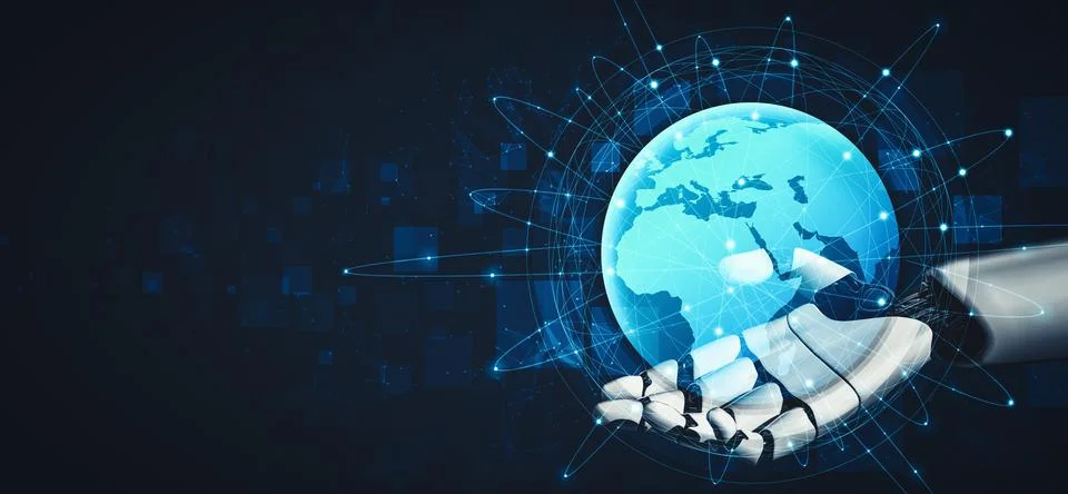 MLP Future artificial intelligence and machine learning for AI droid robot or Stock Illustration