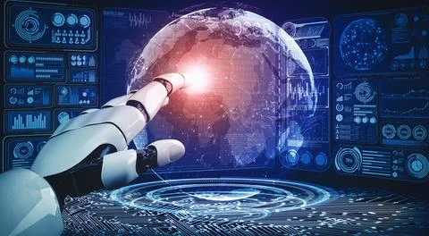 MLP Future artificial intelligence and machine learning for AI droid robot or Stock Illustration