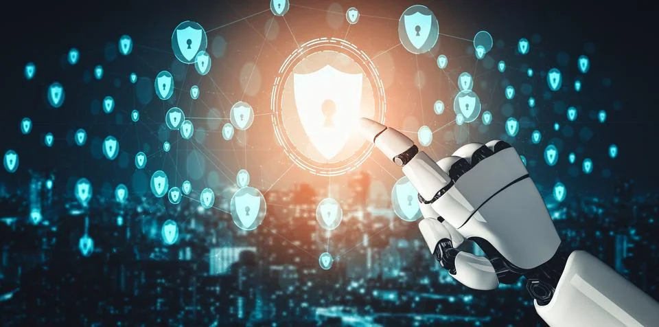 MLP Future artificial intelligence and machine learning for AI droid robot or Illustrazione stock