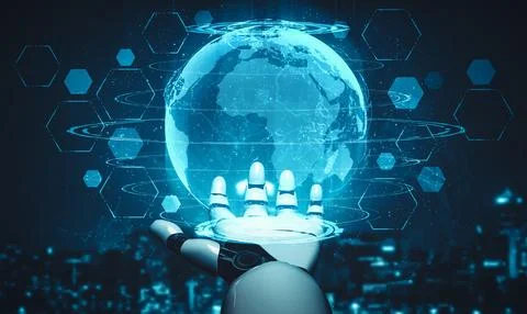 MLP Future artificial intelligence and machine learning for AI droid robot or 스톡 일러스트