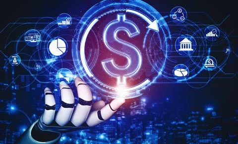 MLP Future artificial intelligence and machine learning for AI droid robot or Illustrazione stock