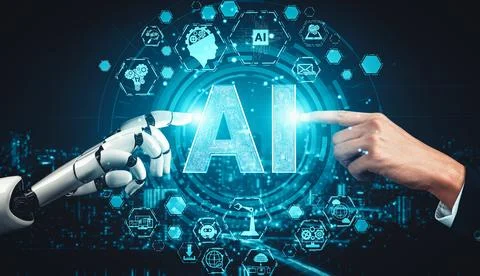 MLP Future artificial intelligence and machine learning for AI droid robot or Stock Illustration