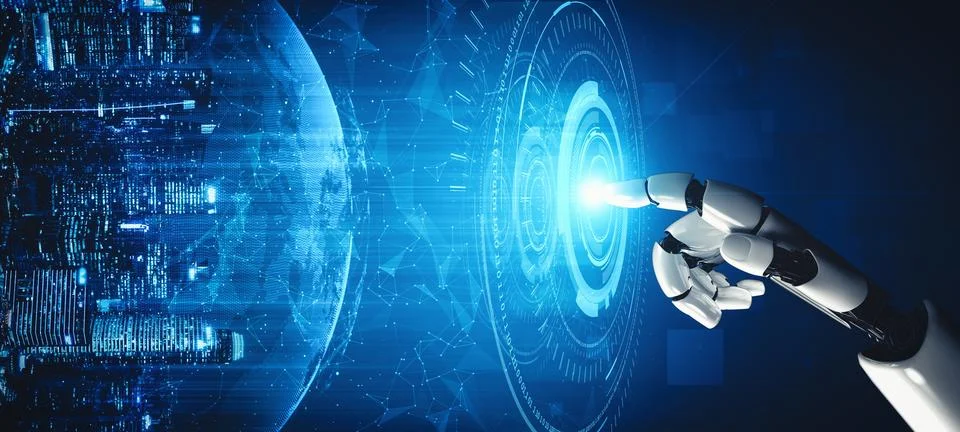 MLP Future artificial intelligence and machine learning for AI droid robot or Stock Illustration