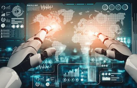 MLP Future artificial intelligence and machine learning for AI droid robot or Stock Illustration