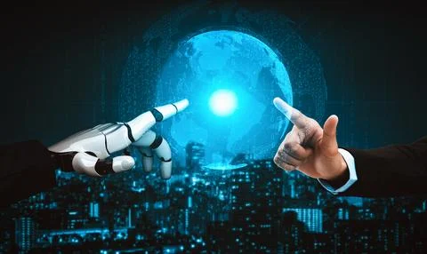 MLP Future artificial intelligence and machine learning for AI droid robot or Illustrazione stock