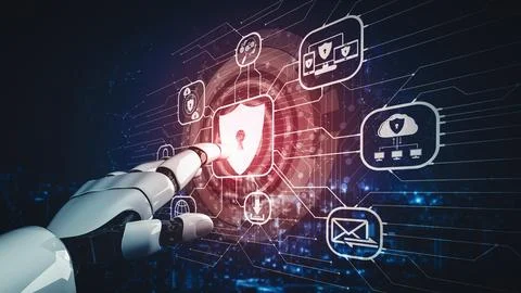 MLP Future artificial intelligence and machine learning for AI droid robot or Illustrazione stock