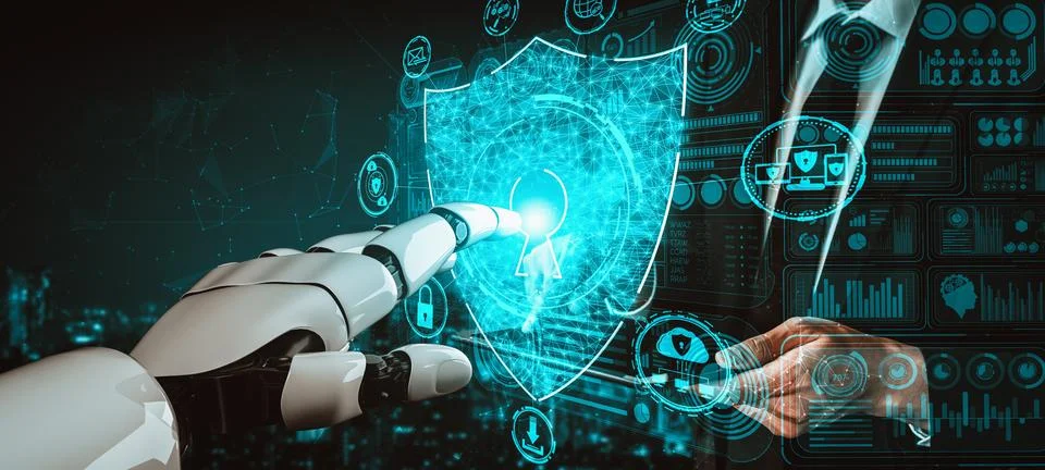 MLP Future artificial intelligence and machine learning for AI droid robot or Illustrazione stock