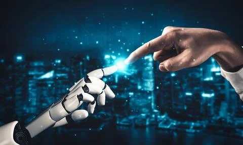 MLP Future artificial intelligence and machine learning for AI droid robot or Stock Illustration