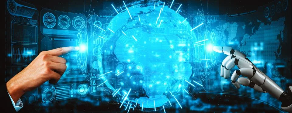 MLP Future artificial intelligence and machine learning for AI droid robot or Stock Illustration