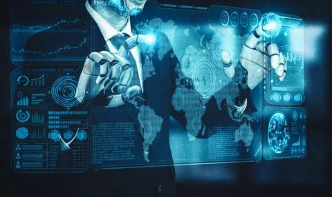 MLP Future artificial intelligence and machine learning for AI droid robot or Stock Illustration