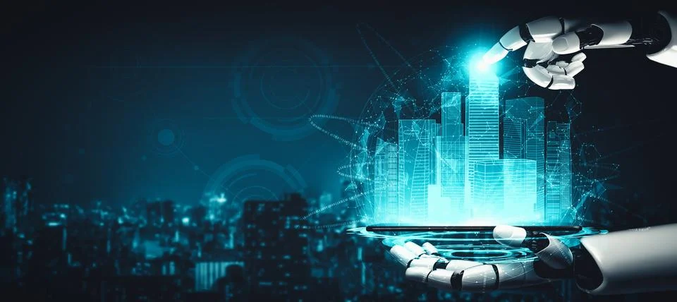 MLP Future artificial intelligence and machine learning for AI droid robot or Stock Illustration