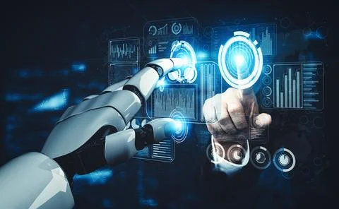 MLP Future artificial intelligence and machine learning for AI droid robot or Stock Illustration