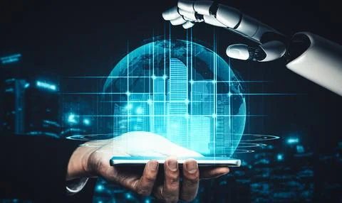 MLP Future artificial intelligence and machine learning for AI droid robot or Stock Illustration