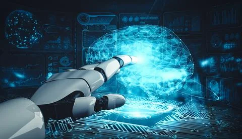 MLP Future artificial intelligence and machine learning for AI droid robot or Stock Illustration