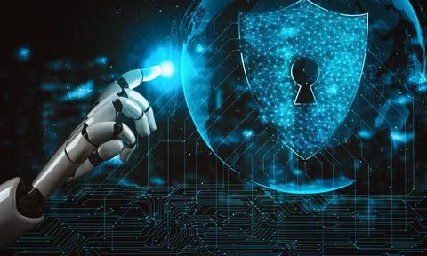 MLP Future artificial intelligence and machine learning for AI droid robot or Illustrazione stock