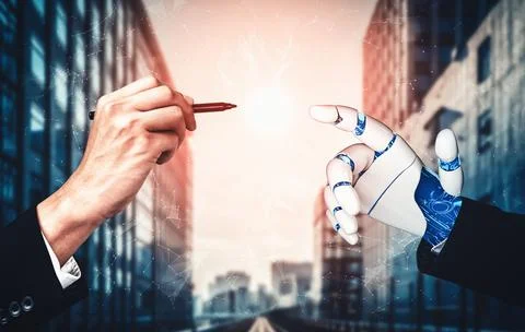 MLP Future artificial intelligence and machine learning for AI droid robot or Illustrazione stock